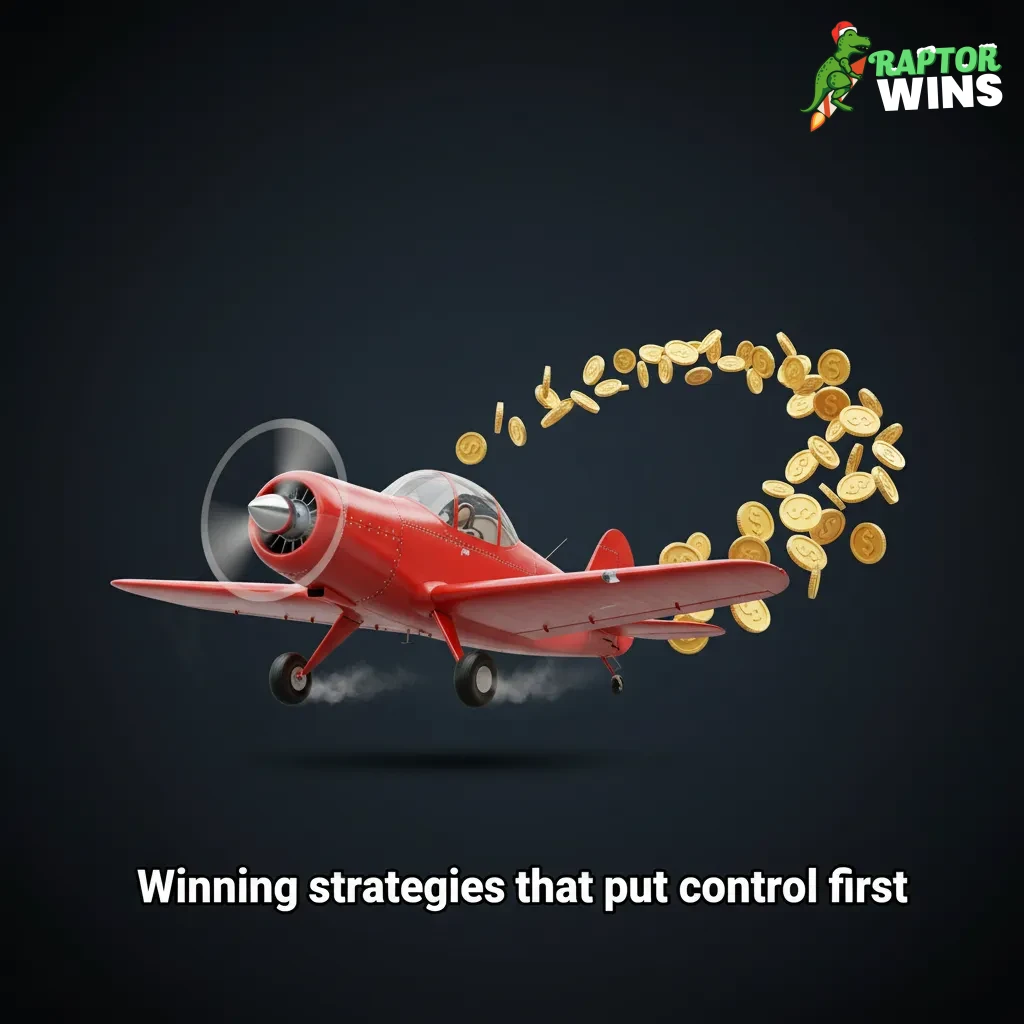 Infographic on control-first strategies: 1.5–2x targets, two-bet split, 1–2% stakes, auto cash-out, breaks.
