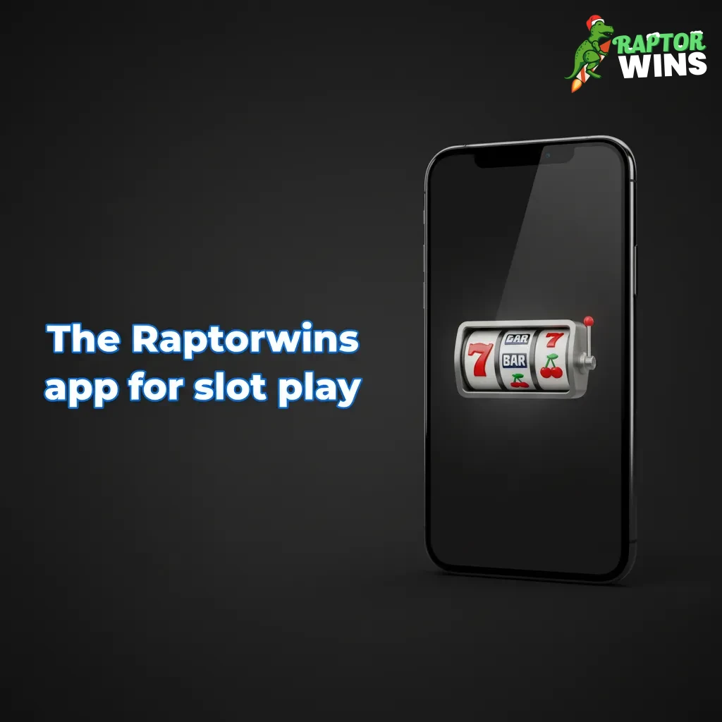 Raptorwins mobile slots app showing Casino tab, slots lobby with filters, Spin button, and payment options.