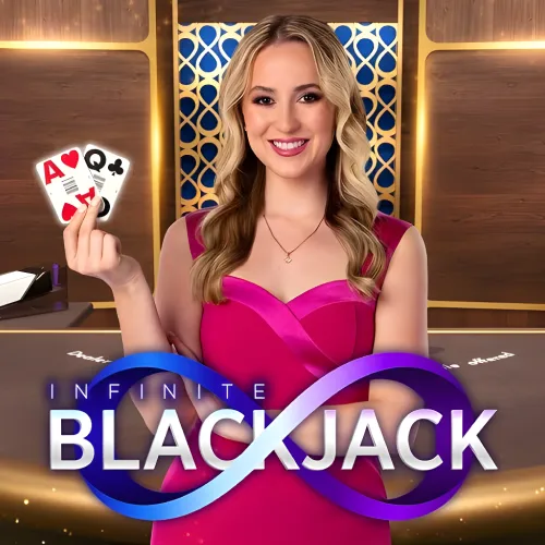 Unlimited seat Infinite Blackjack live table game with side bets on Raptorwins.