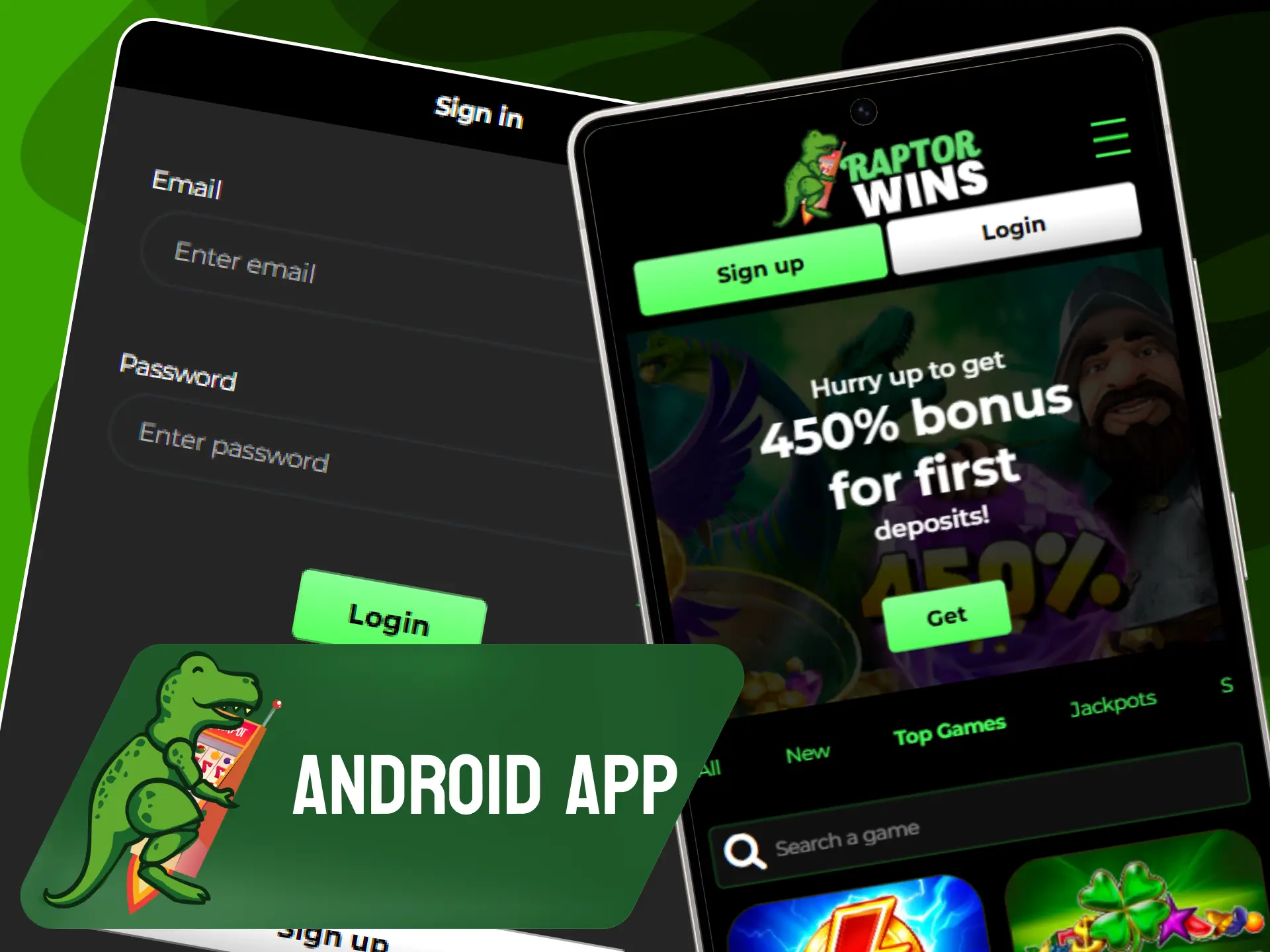 Overview of features, performance, and interface of the Raptorwins Android application.