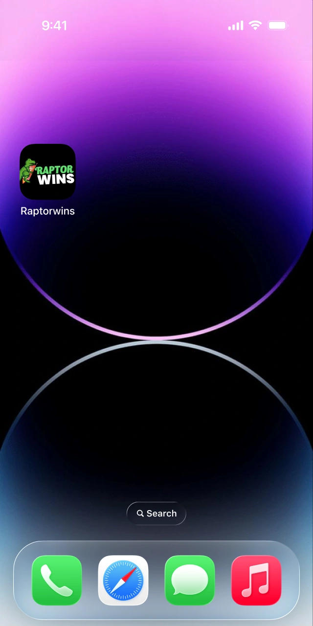 Launching the Raptorwins mobile application on your Android or iOS device.