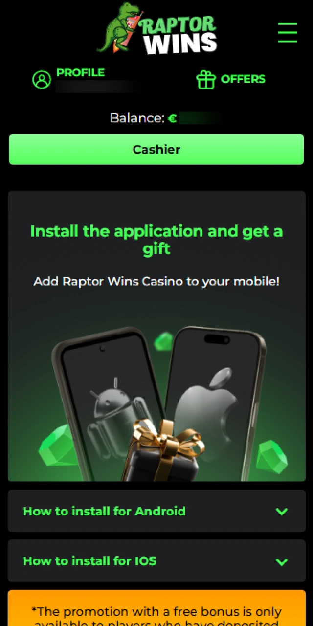 Navigating to the official Raptorwins mobile app download page on your Android device.