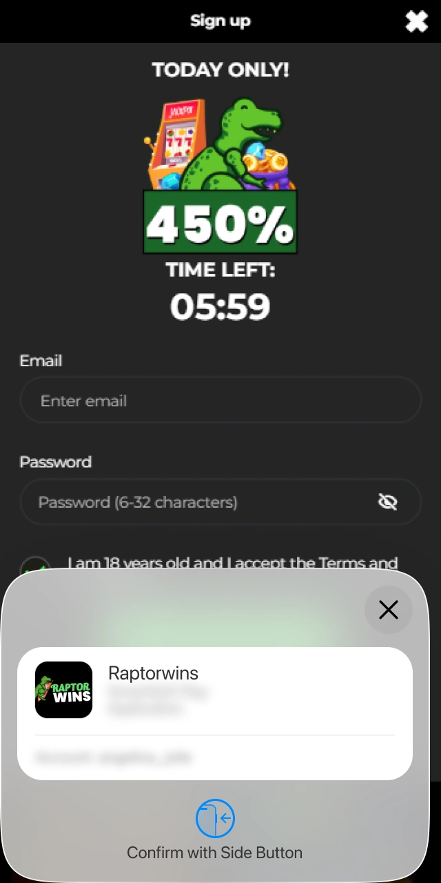 Enabling Face ID or Touch ID for secure and instant access to Raptorwins on iOS.