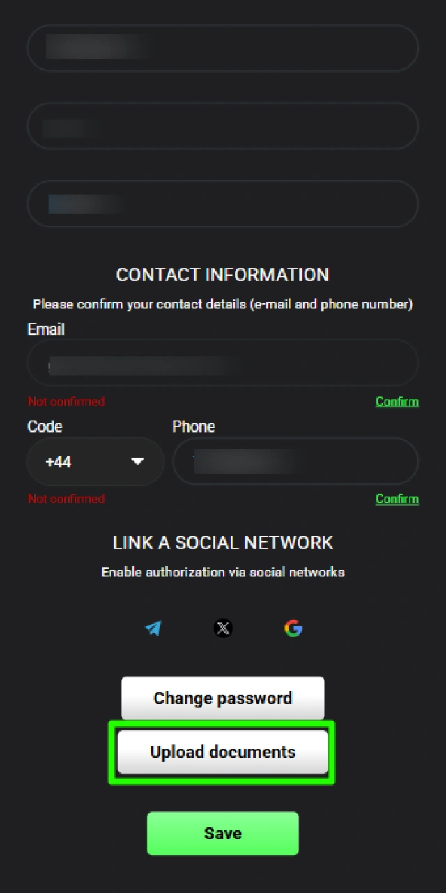 Opening the account verification section in your Raptorwins profile settings.