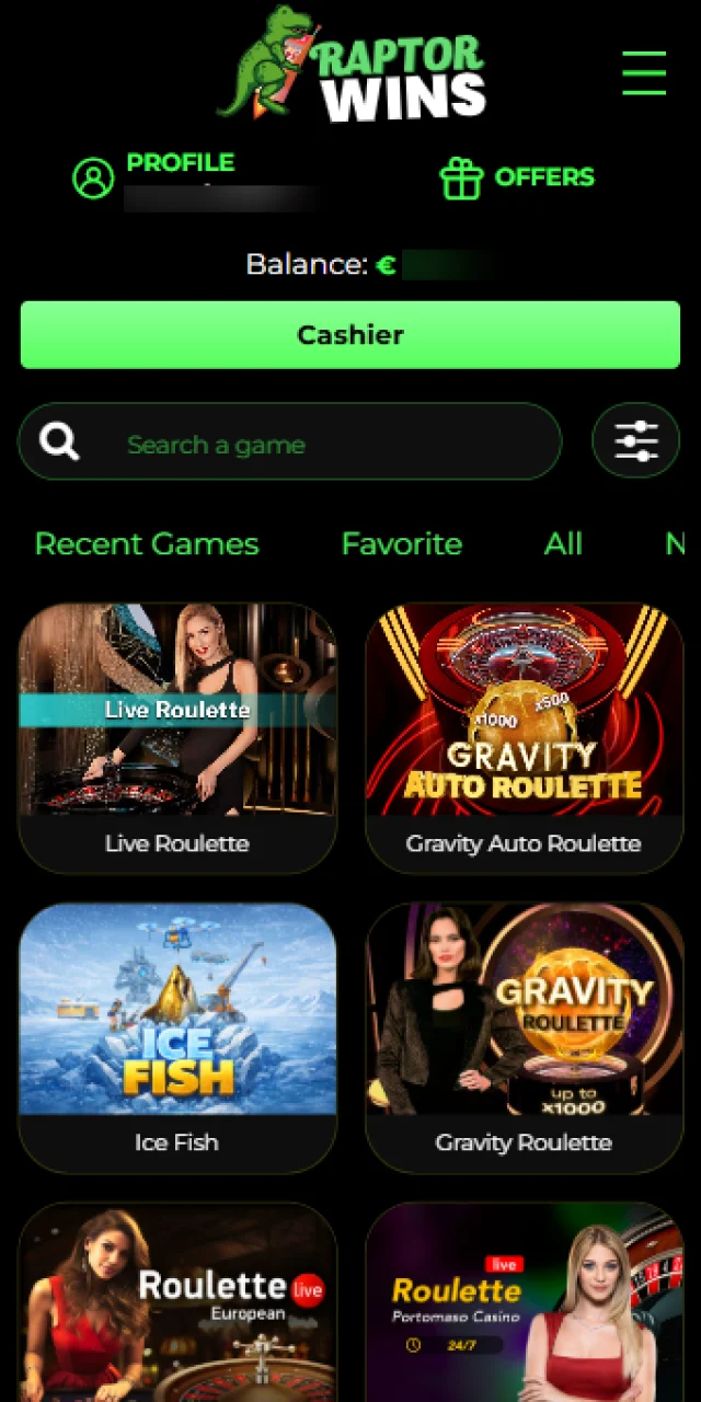 Joining a live dealer table game and placing bets on Raptorwins UK.