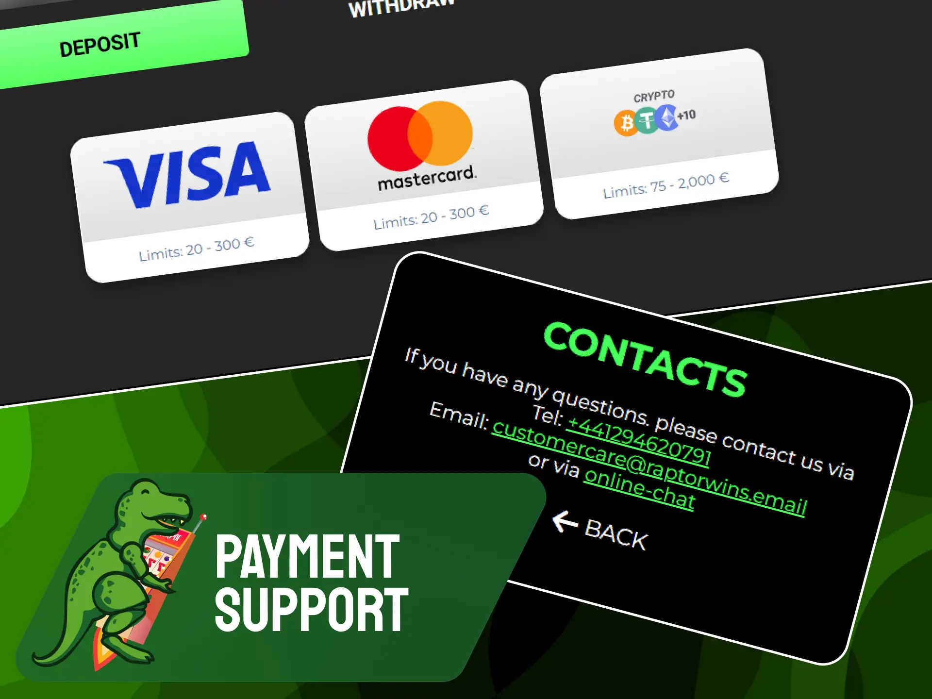Customer support channels for deposit and payout assistance on Raptorwins UK.