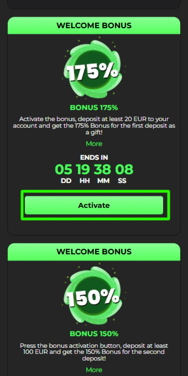 Selecting and opting into the welcome bonus promotion on Raptorwins.