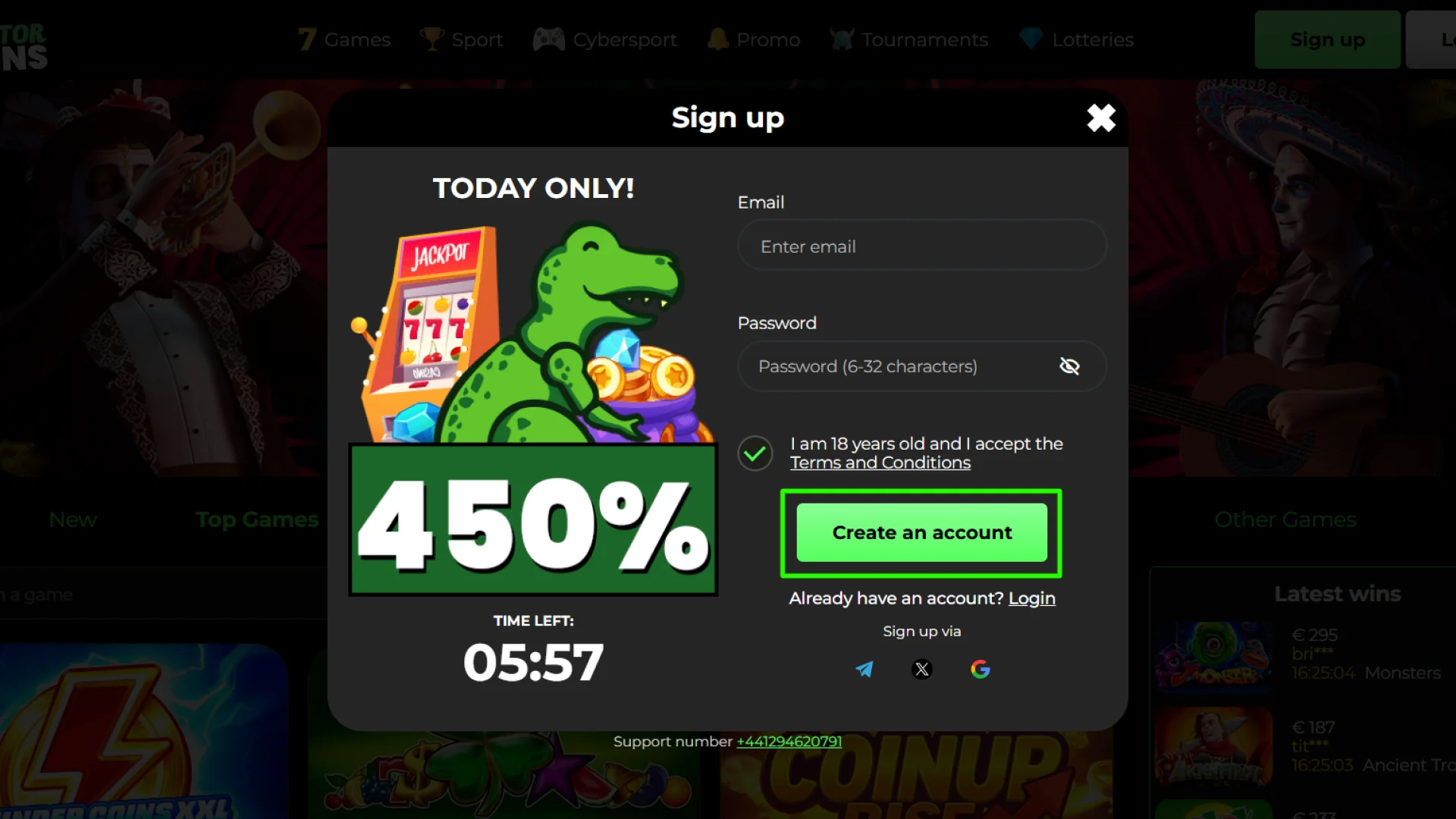 Completing account creation and logging into your new Raptorwins dashboard.