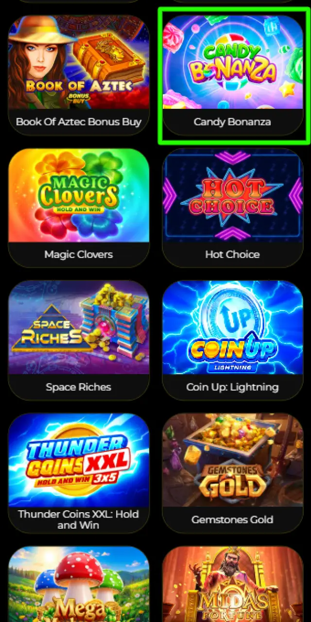 Selecting an online slot game from the Raptorwins casino lobby in the UK.